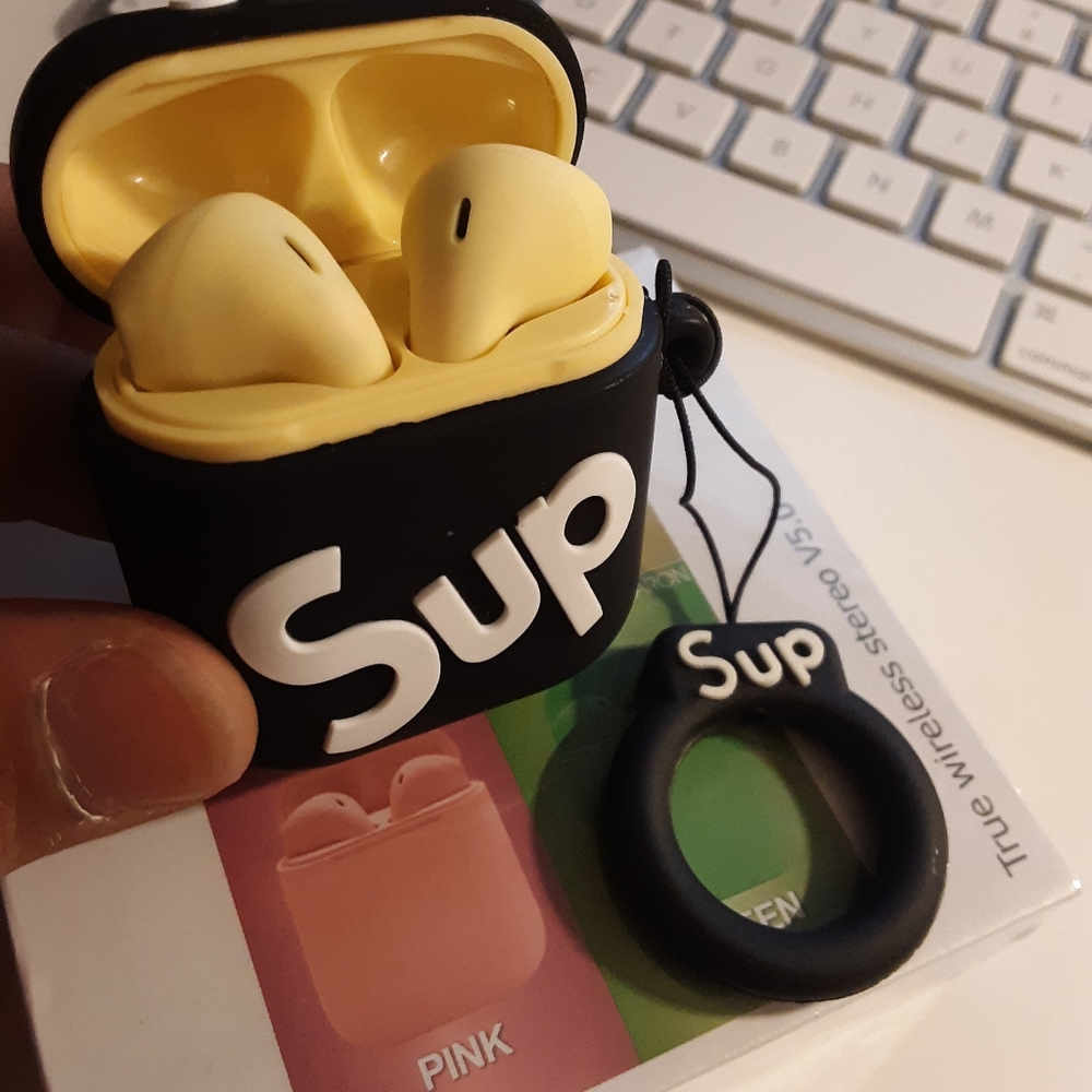 I12 tws Matte Yellow airpods with shockproof case